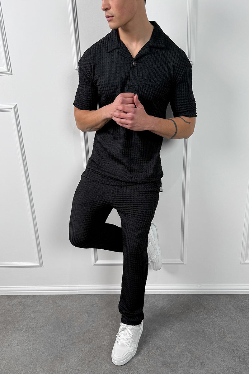 CONJUNTO RELIEF OPEN NECK - NEGRO