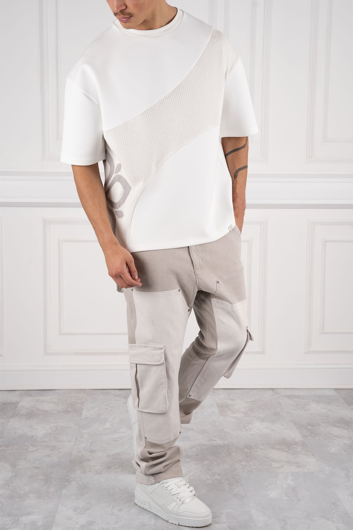 CAMISETA PANEL ROSE - BLANCA