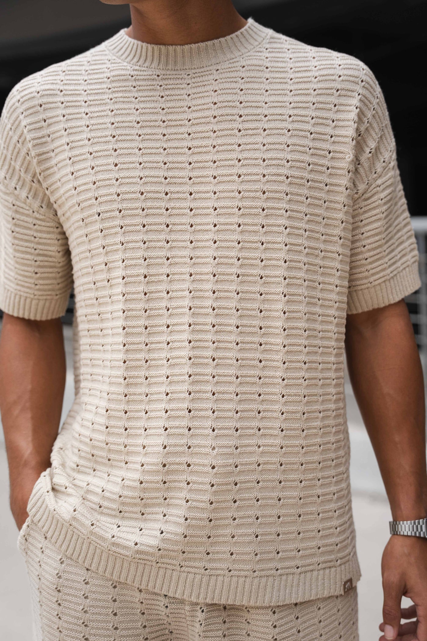 CONJUNTO BOXY HOLE - BEIGE