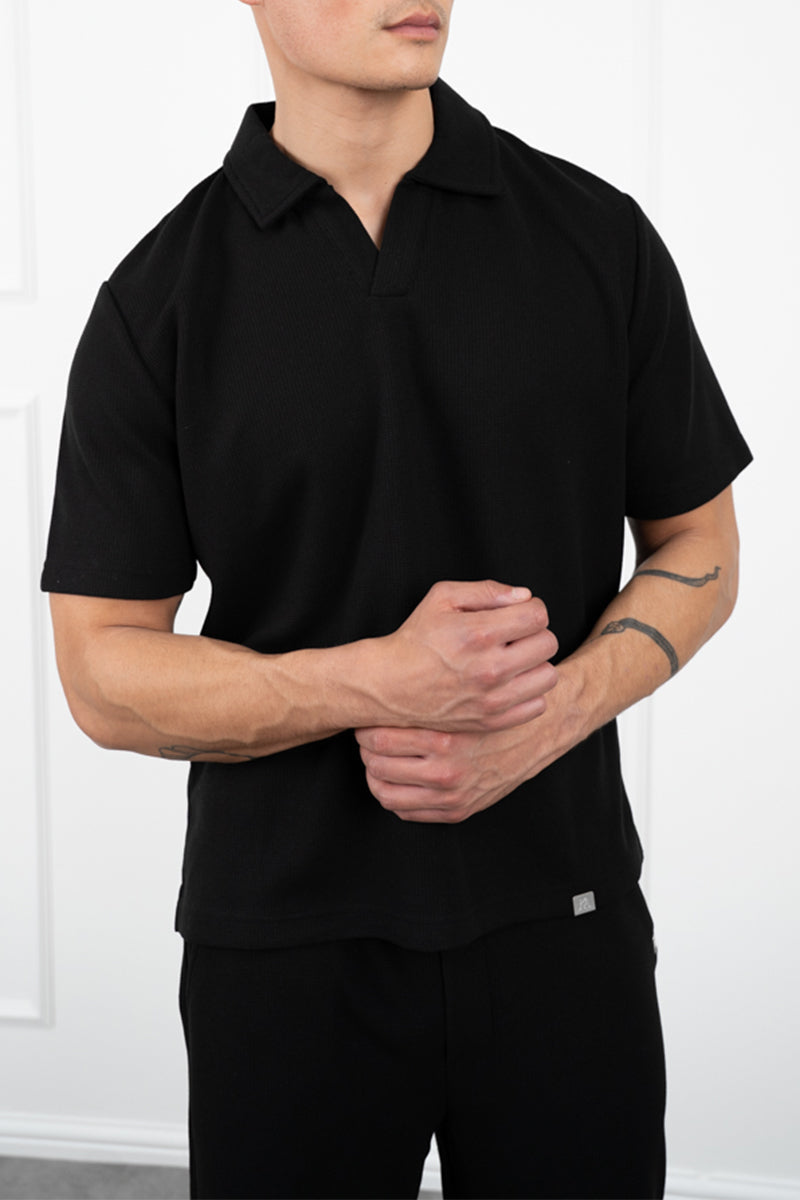 POLO OPEN NECK - NEGRO