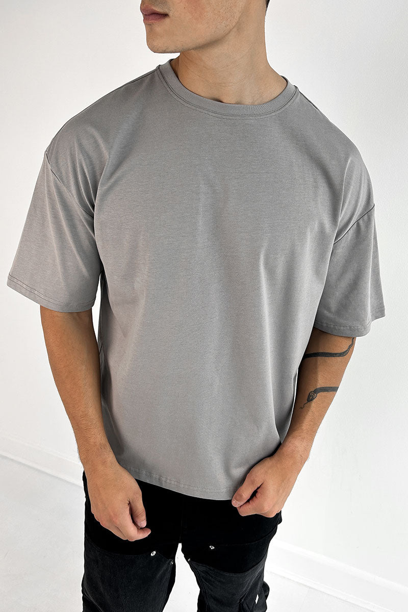 CAMISETA LETTERING OVERSIZE - GRIS