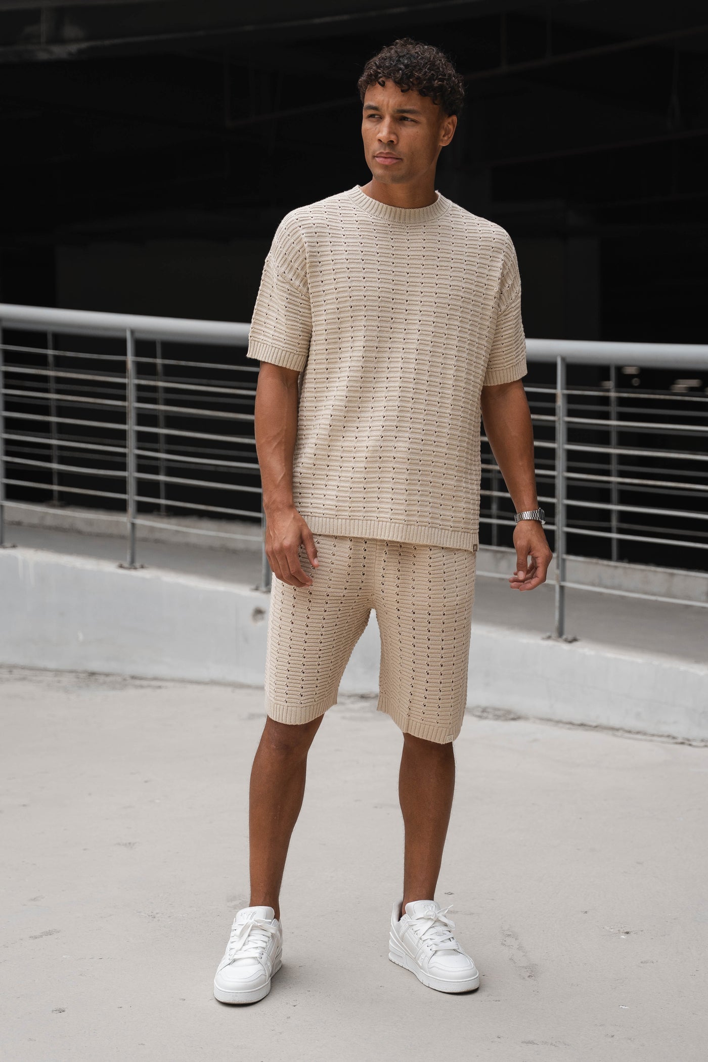 CONJUNTO BOXY HOLE - BEIGE