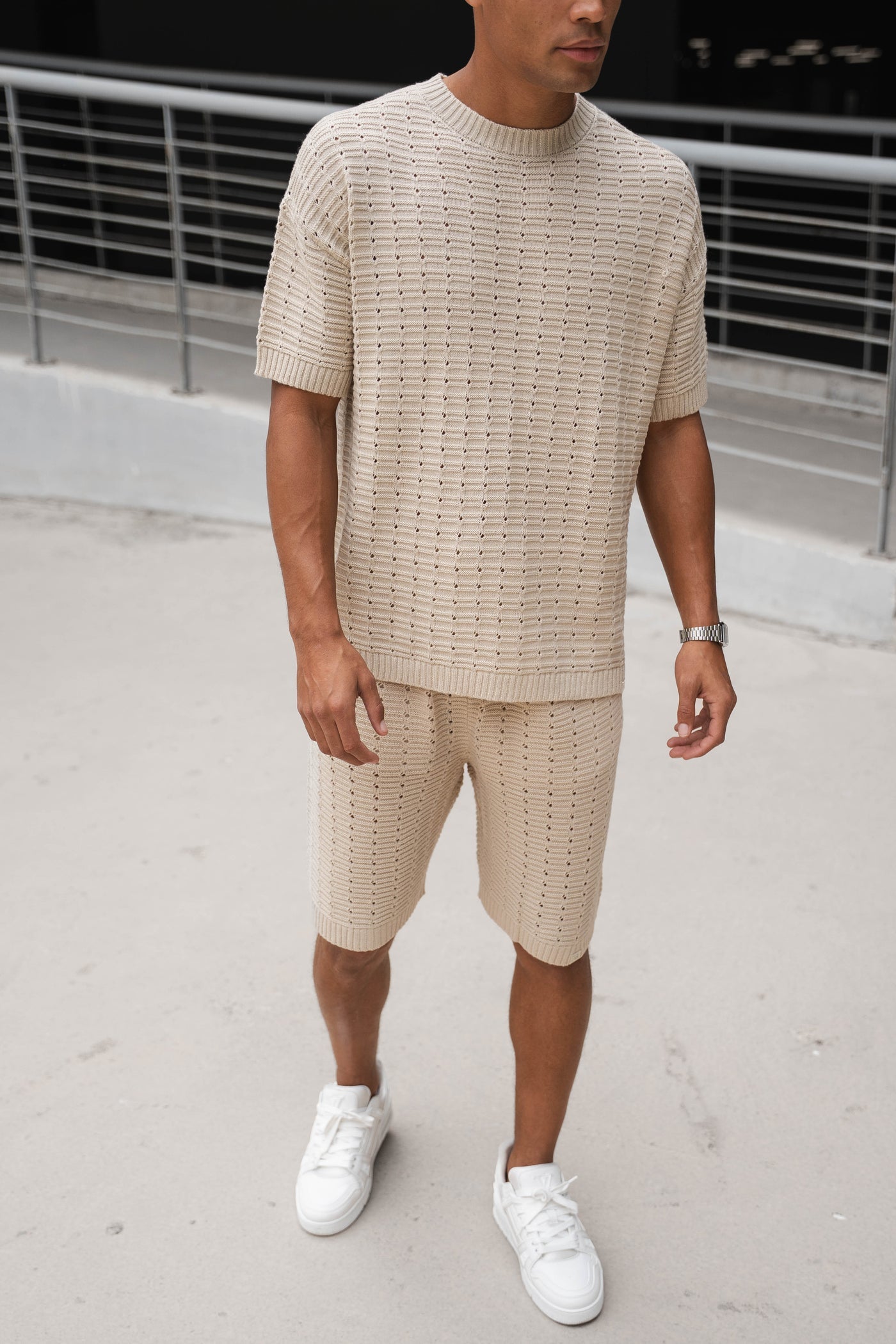 CONJUNTO BOXY HOLE - BEIGE