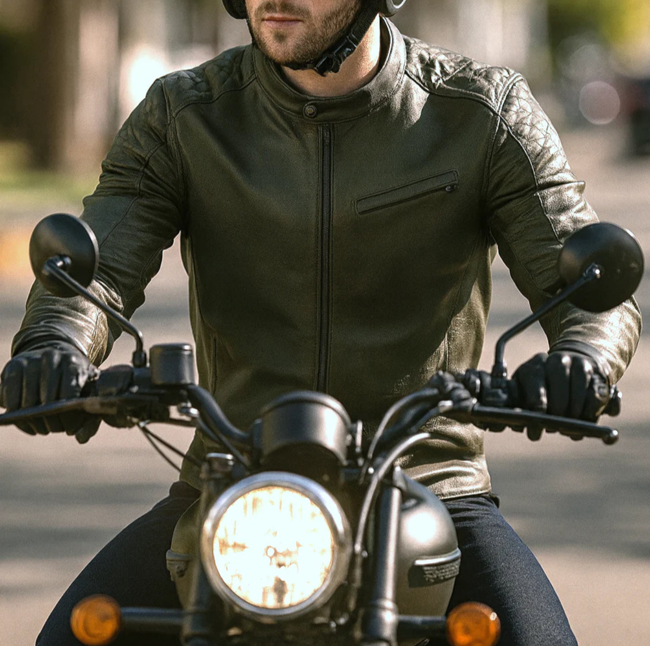 Chaqueta de moto de cuero retro