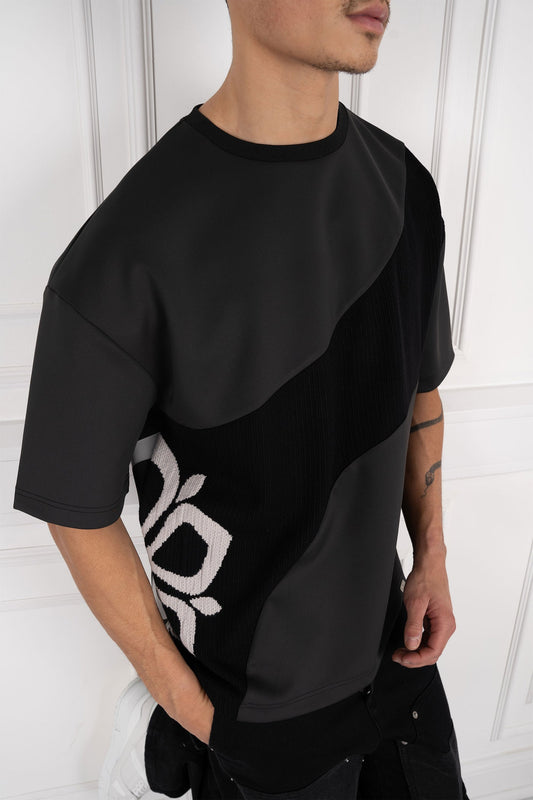 CAMISETA PANEL ROSE - NEGRA