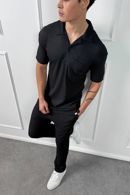 CONJUNTO RELIEF OPEN NECK - NEGRO