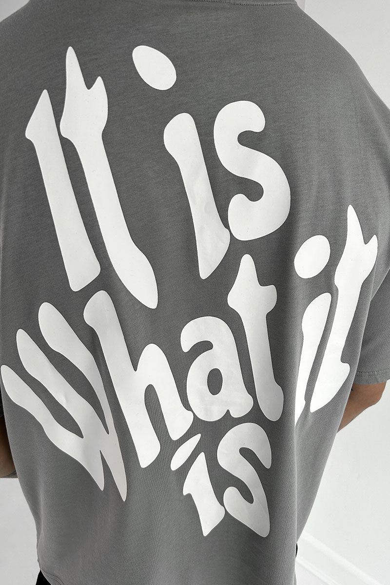 CAMISETA LETTERING OVERSIZE - GRIS