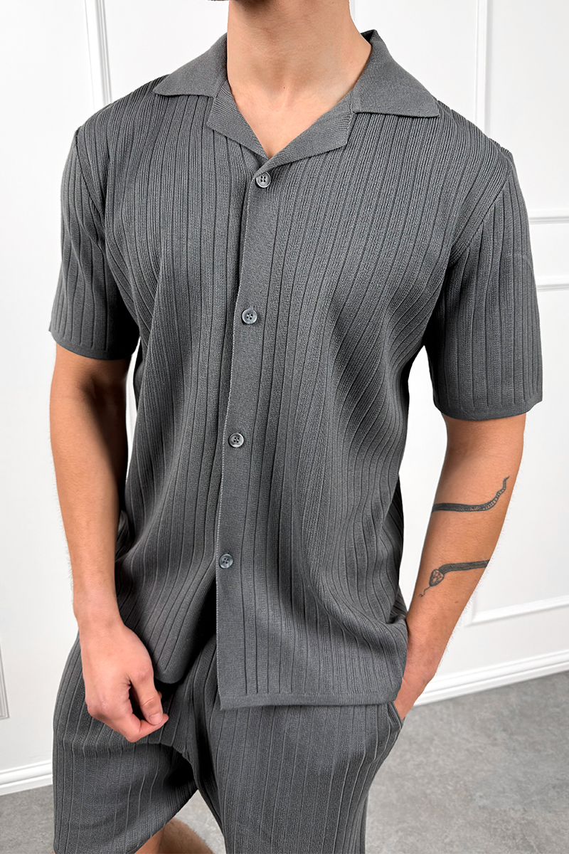 CONJUNTO PRINT RELIEF - GRIS PLATA