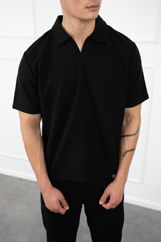 POLO OPEN NECK - NEGRO