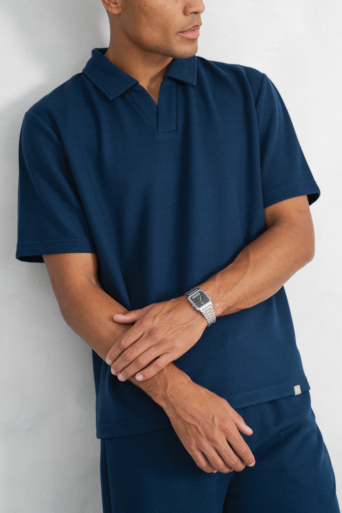 POLO OPEN NECK - AZUL