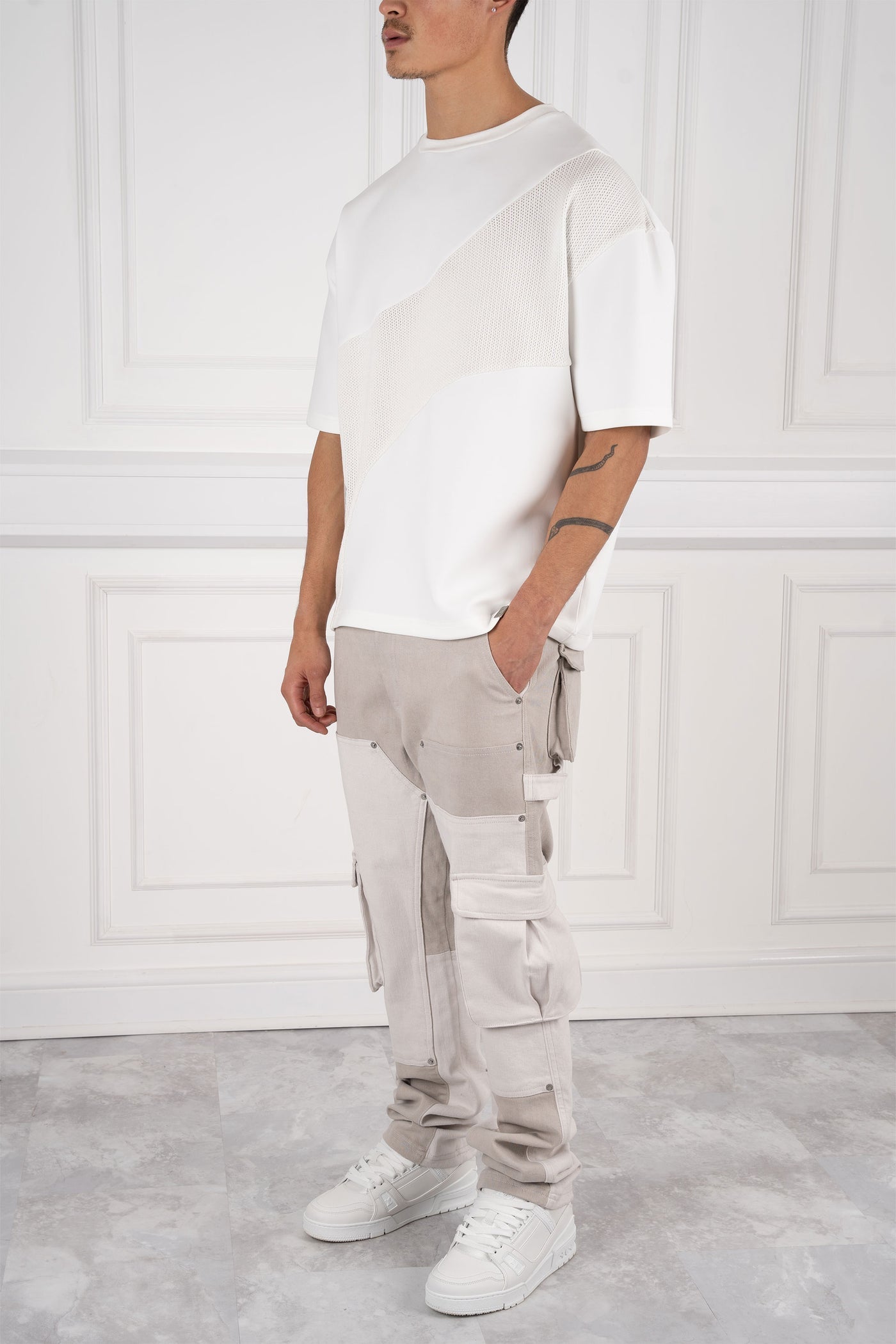 CAMISETA PANEL ROSE - BLANCA