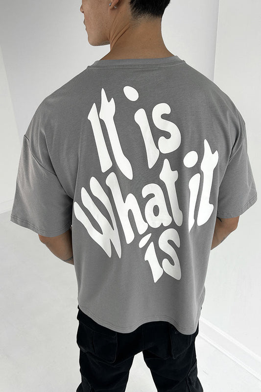 CAMISETA LETTERING OVERSIZE - GRIS