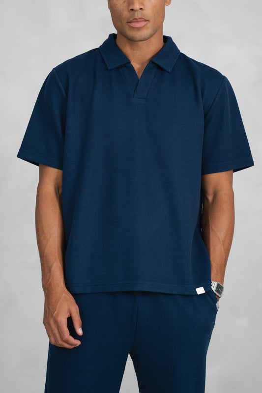 POLO OPEN NECK - AZUL