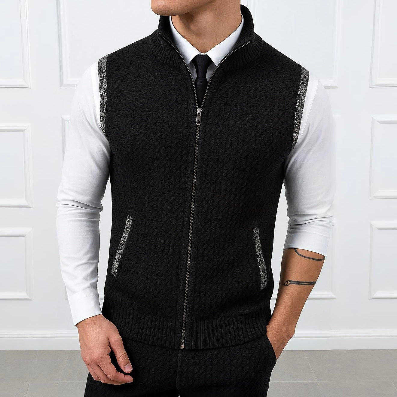 CHALECO DE PUNTO CON CREMALLERA COMPLETA HARRISON