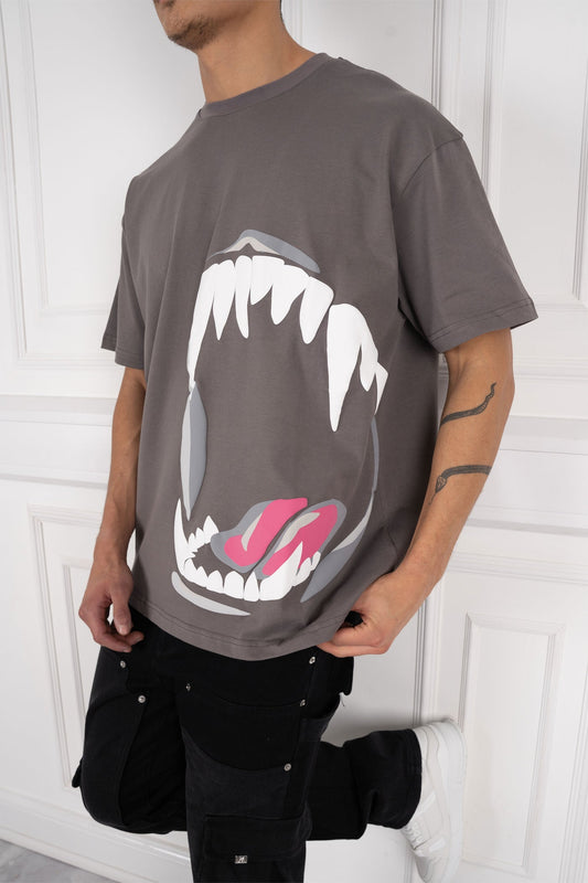 CAMISETA OVERSIZE TIBURÓN - GRIS